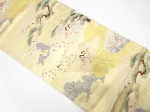 本金　流水に馬・松・梅模様織り出し　袋帯